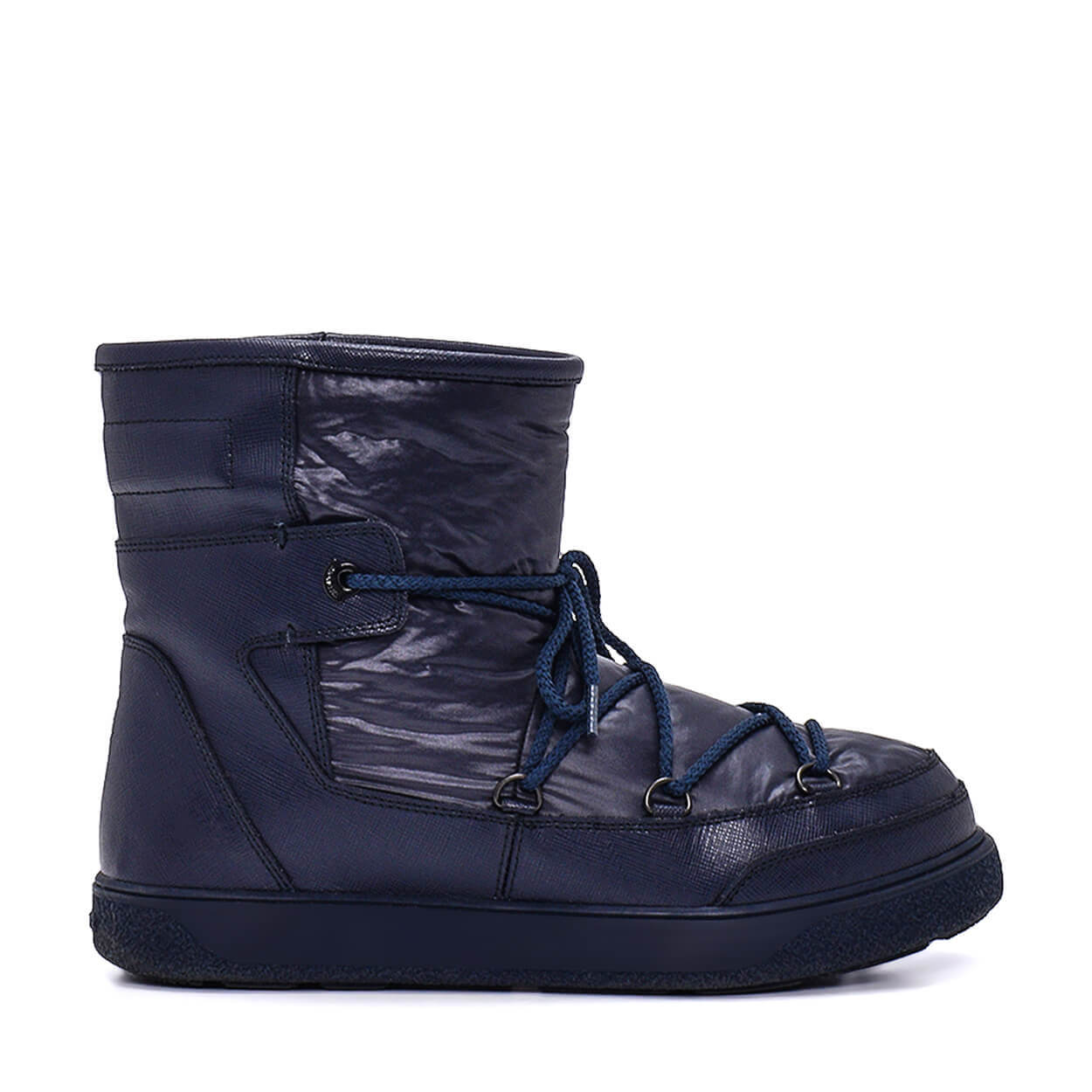 Moncler - Navy Nylon & Leather Lace Up Stephanie Snow Boots